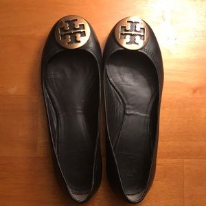Tory Burch Flats Black Leather